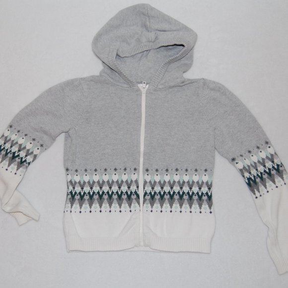 Gymboree Girls, Size L (10-12), Gray Knit Cardigan with Hoodie, 100% Cotton - Picture 1 of 9